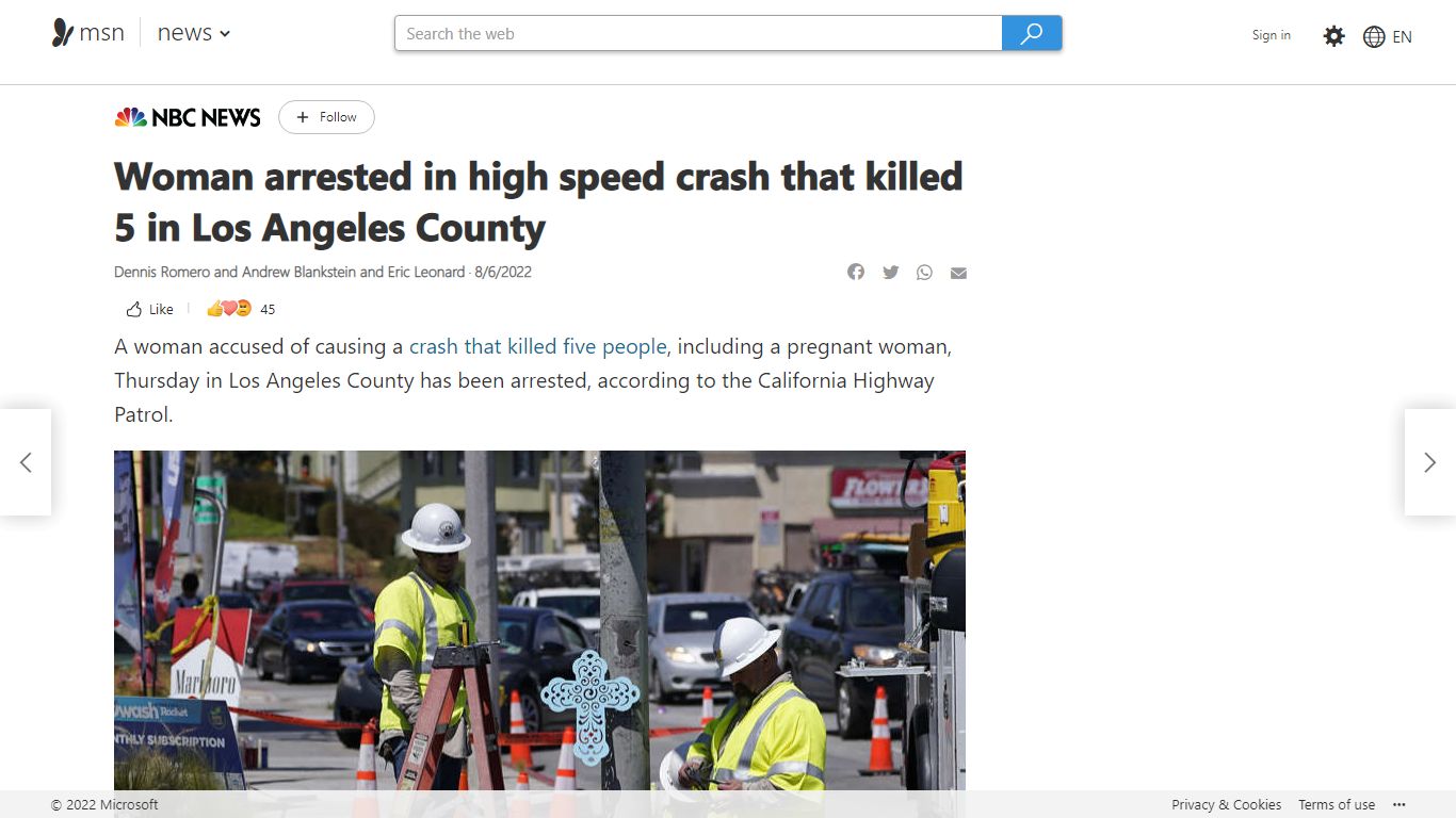 Woman arrested in high speed crash that killed 5 in Los Angeles County
